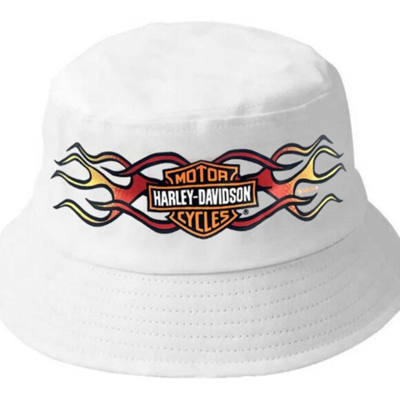 Harley-Davidson Little Boys' Flames Bar & Shield Twill Toddler Bucket Hat - Picture 1 of 1